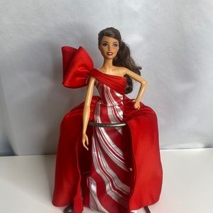 Barbie 2019 Holiday Doll Wavy Brunette Red & White